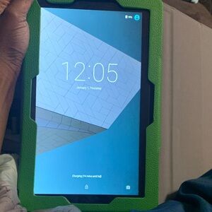 Tablet with Green Protective Case